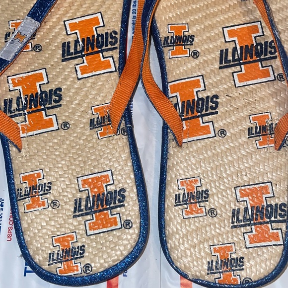 ILLINOIS FIGHTING ILLINI blue orange glitter sandal flip flops spring summer ILI - Picture 4 of 11